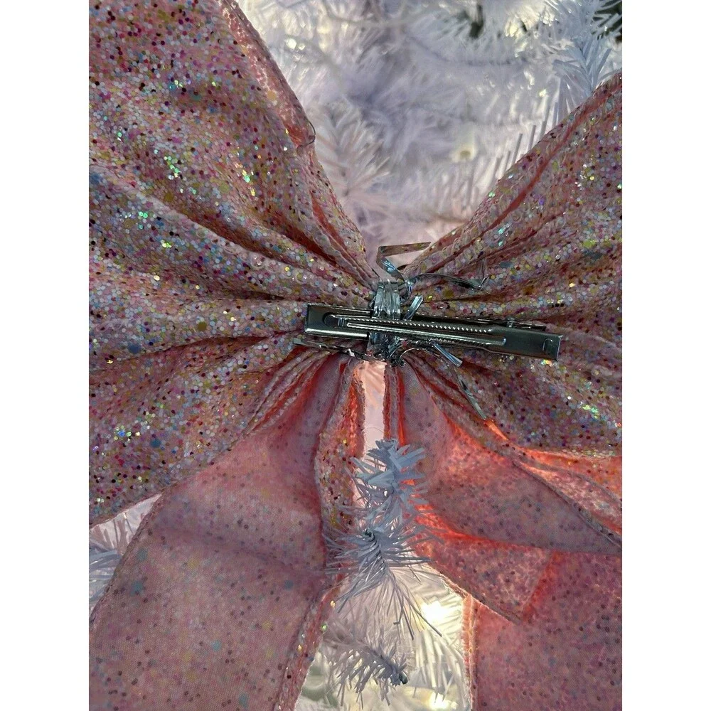 Celebrate It Christmas Pink Glitter Bow & Wired Ribbon Set, Christmas Easter